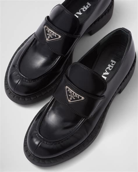 prada black loafers women's|prada high heeled loafers.